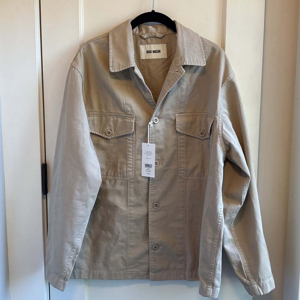 Buck Mason Baja Twill Field Shirt Jacket Size Large Haze Tan Men’s NWT